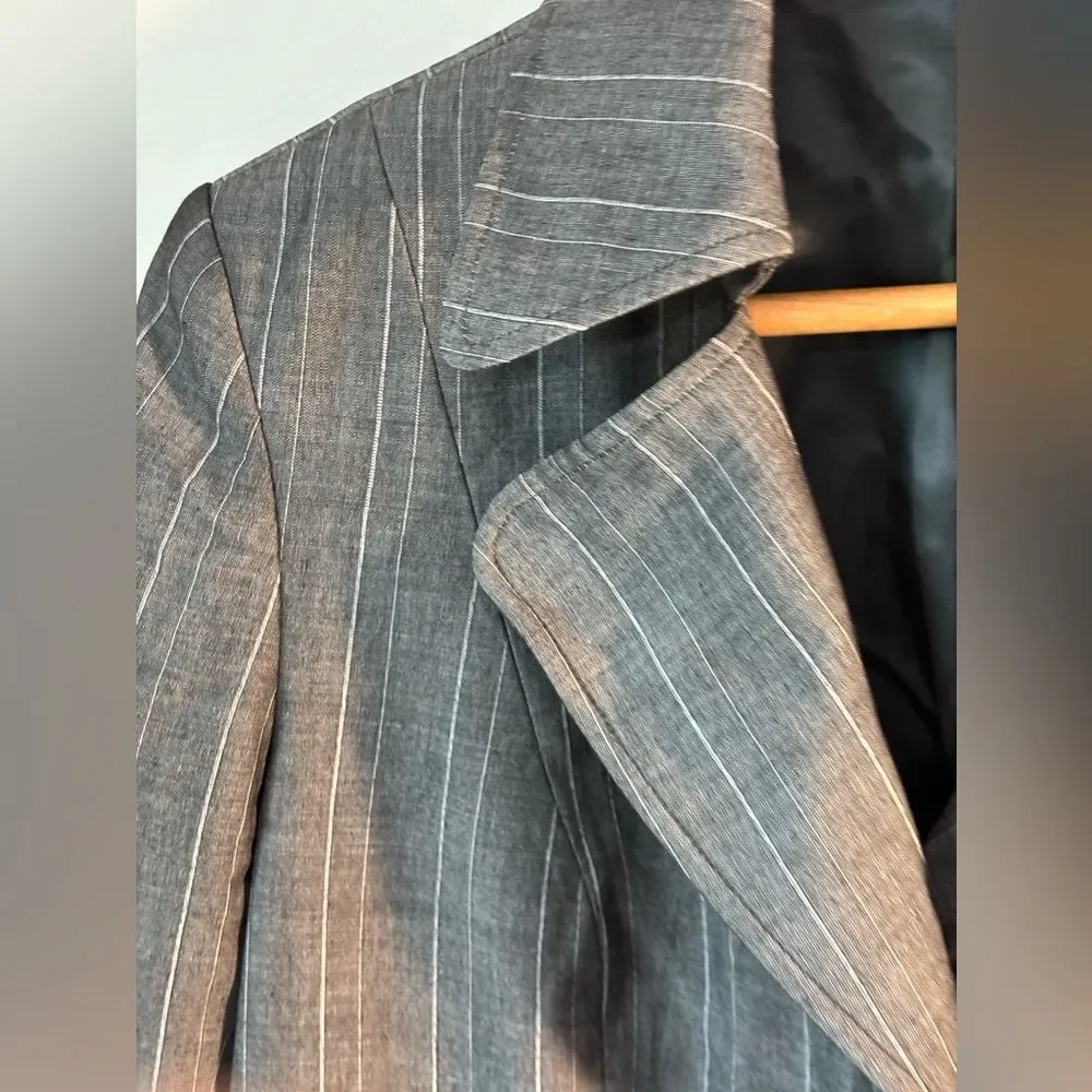 Ellen Tracy Gray Pinstripe Blazer Office Business Suit Separate Size 12